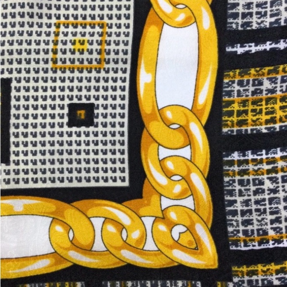 Silk Scarf Italian Manlio Bonetti Black Gold Square